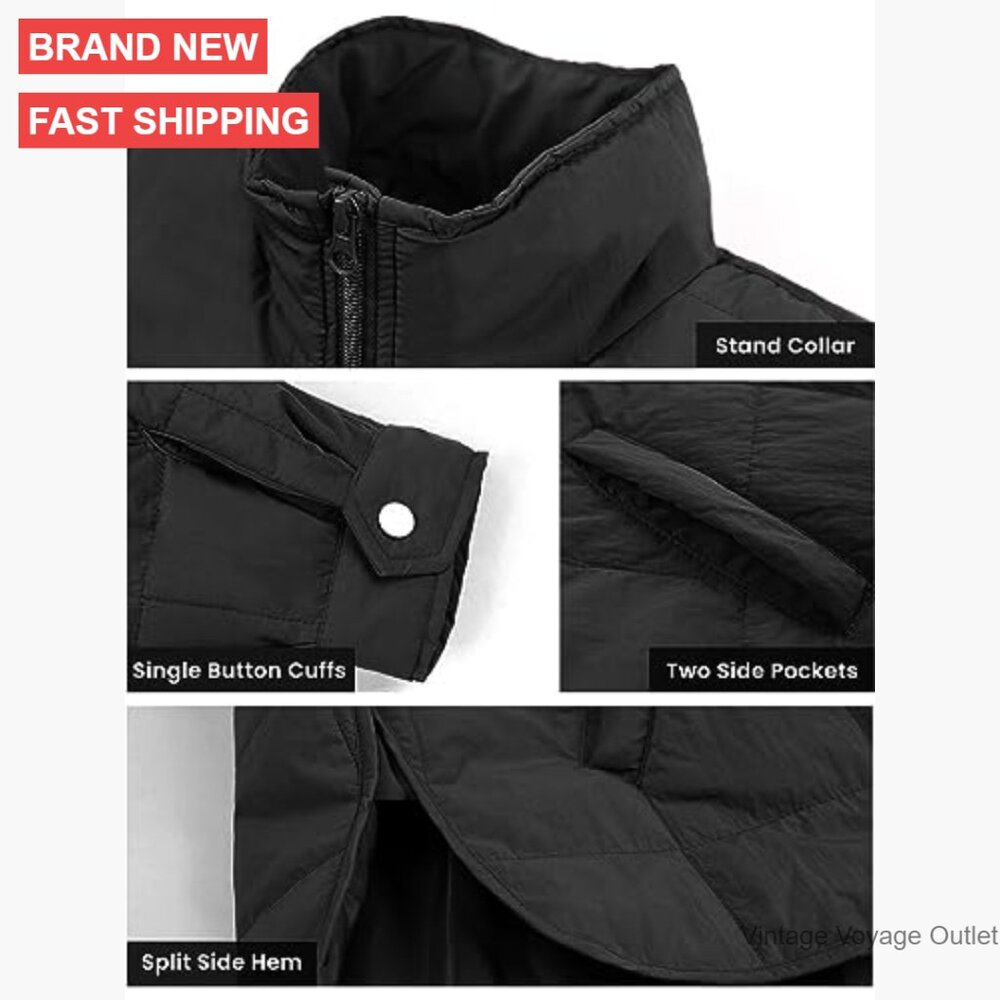 Lightweight Down Puffer Jacket, Packable Cropped … - image 4
